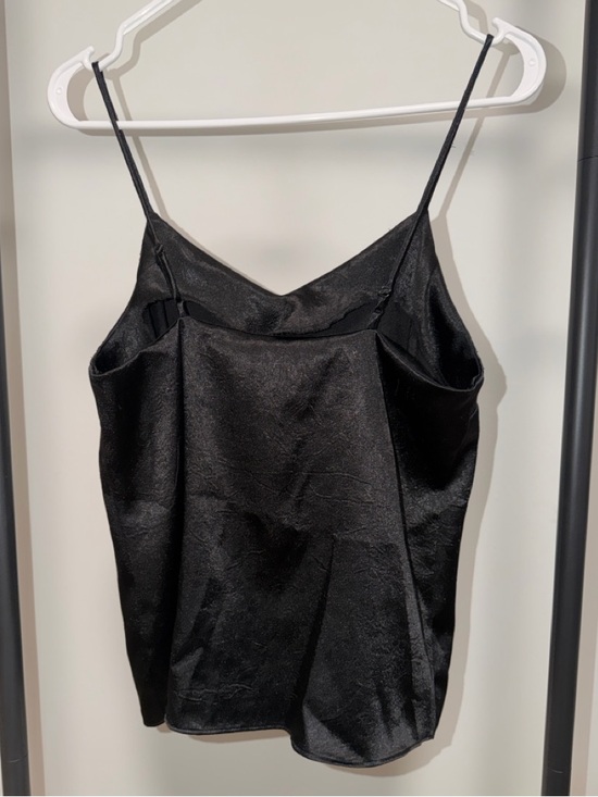 Nine West Black Satin Cami Top Size Small | Y2K Minimalist Adjustable Strap Tank - Picture 4 of 5
